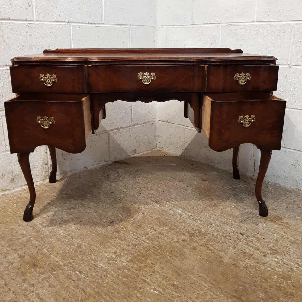 ANTIQUE BURR WALNUT SERPENTINE SHAPED DESK C1920 View VI