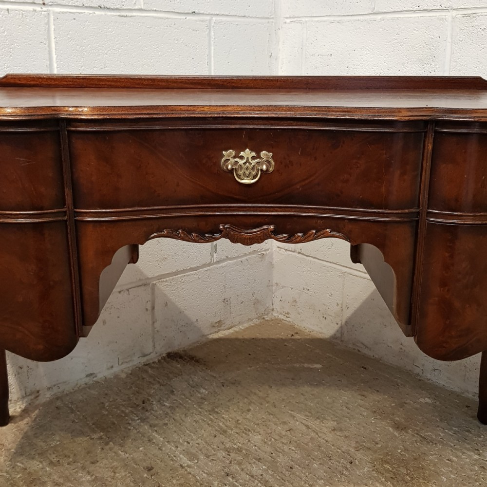 ANTIQUE BURR WALNUT SERPENTINE SHAPED DESK C1920 View VII