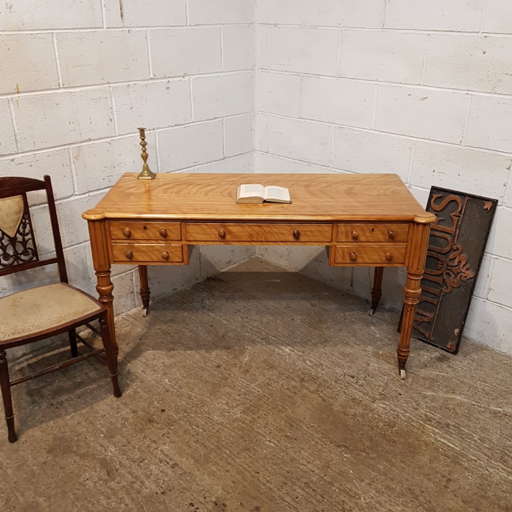 ANTIQUE VICTORIAN SATINWOOD WRITING TABLE  C1880