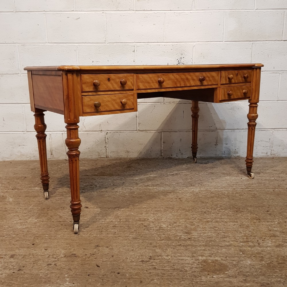 ANTIQUE VICTORIAN SATINWOOD WRITING TABLE  C1880 View IV