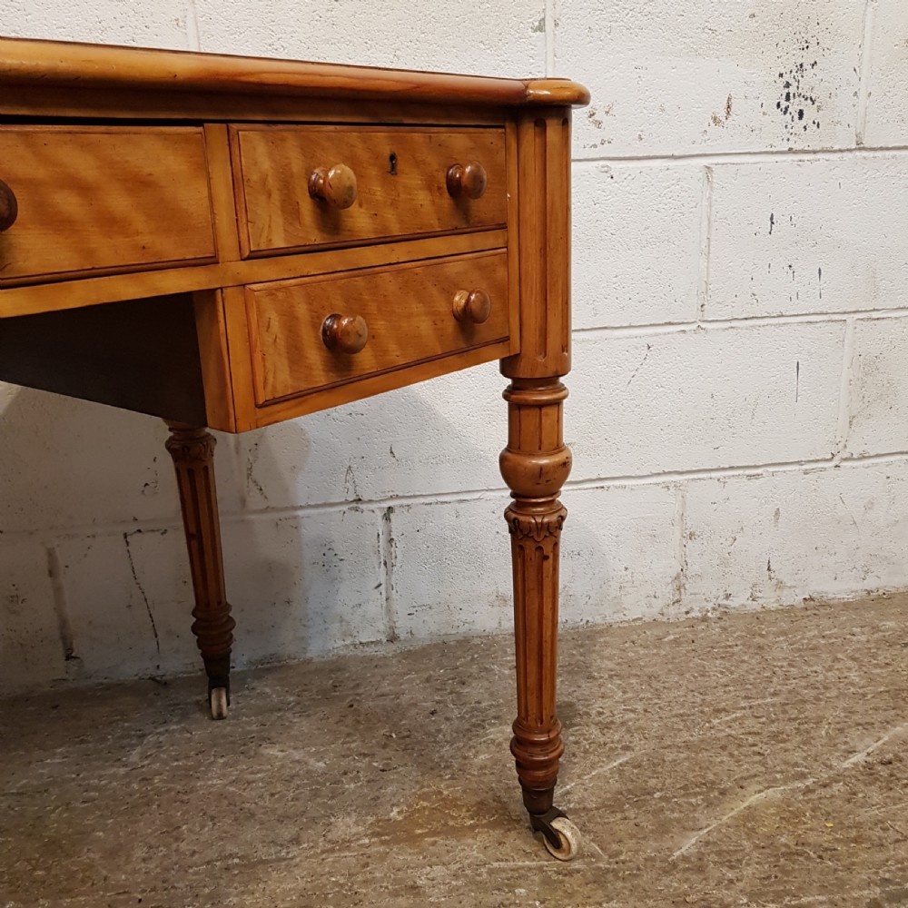 ANTIQUE VICTORIAN SATINWOOD WRITING TABLE  C1880 View V