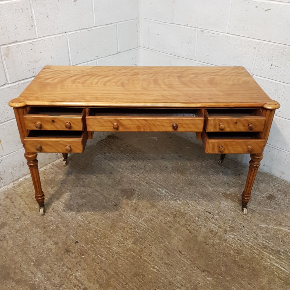ANTIQUE VICTORIAN SATINWOOD WRITING TABLE  C1880 View VIII