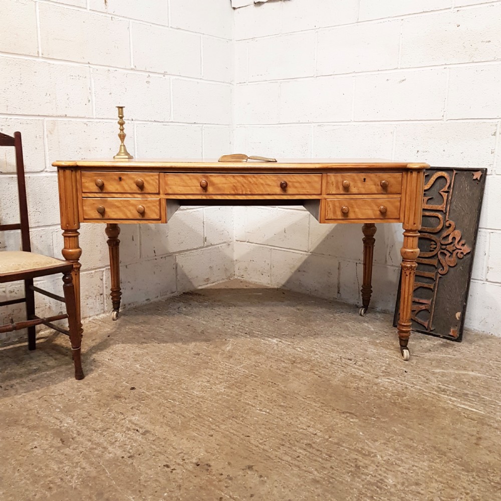 ANTIQUE VICTORIAN SATINWOOD WRITING TABLE  C1880 View IX
