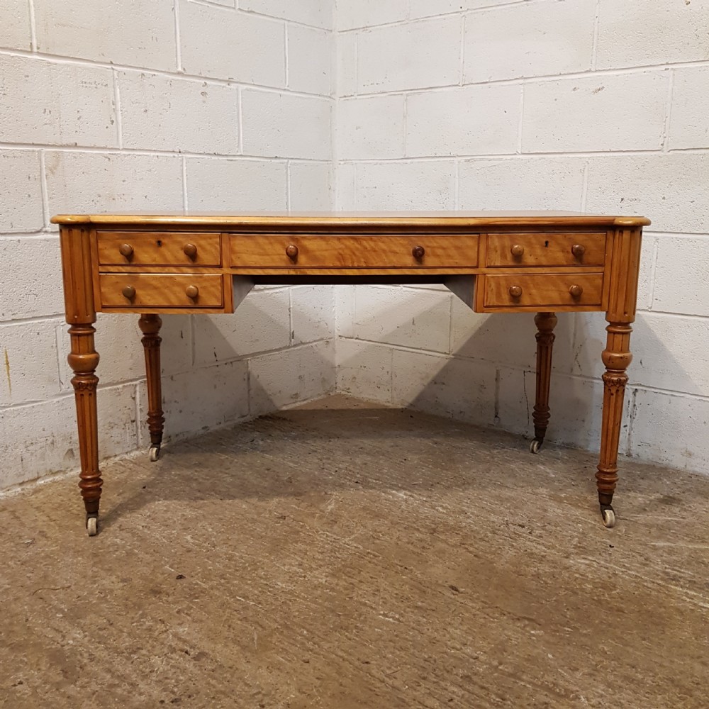 ANTIQUE VICTORIAN SATINWOOD WRITING TABLE  C1880 View X