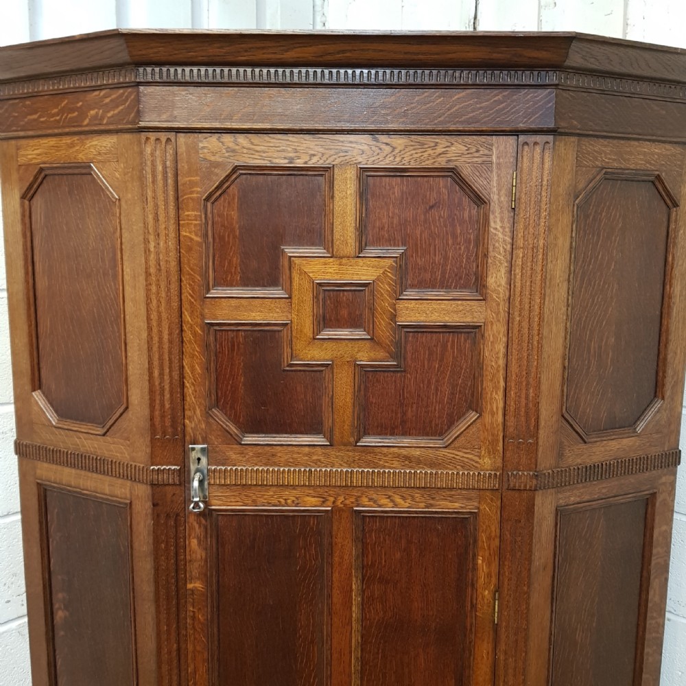ANTIQUE EDWARDIAN OAK GEOMETRIC HALL ROBE C1900 View III