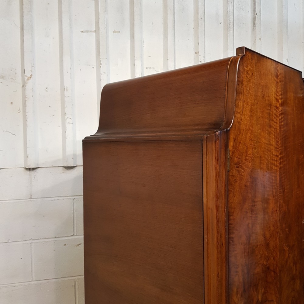 ANTIQUE ART DECO BURR WALNUT DOUBLE WARDROBE C1920 View IV