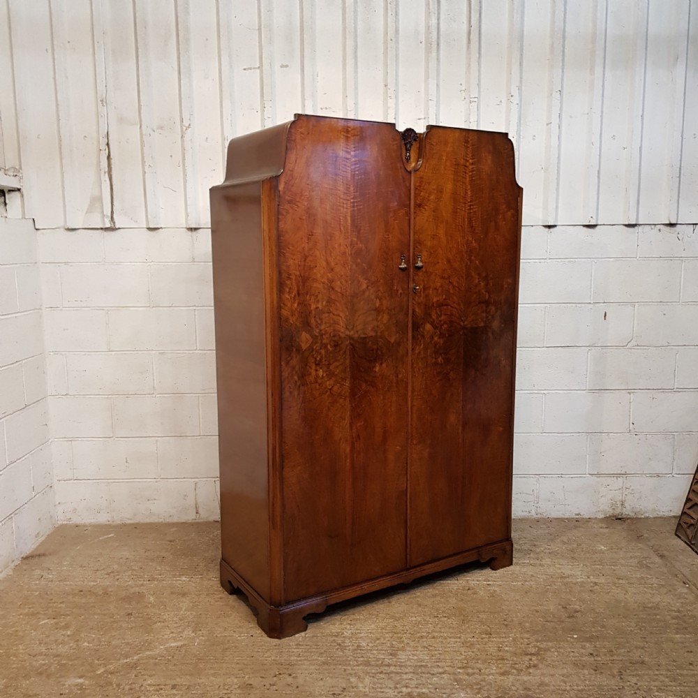 ANTIQUE ART DECO BURR WALNUT DOUBLE WARDROBE C1920 View VI