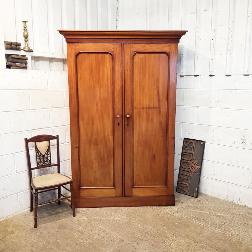 ANTIQUE VICTORIAN MAHOGANY DOUBLE WARDROBE C1880