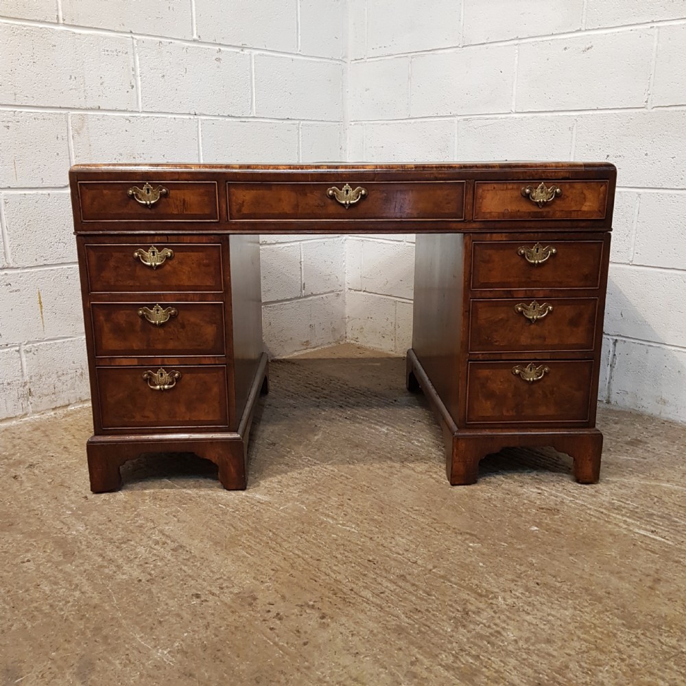 ANTIQUE BURR WALNUT TWIN PEDESTAL DESK C1920 View III
