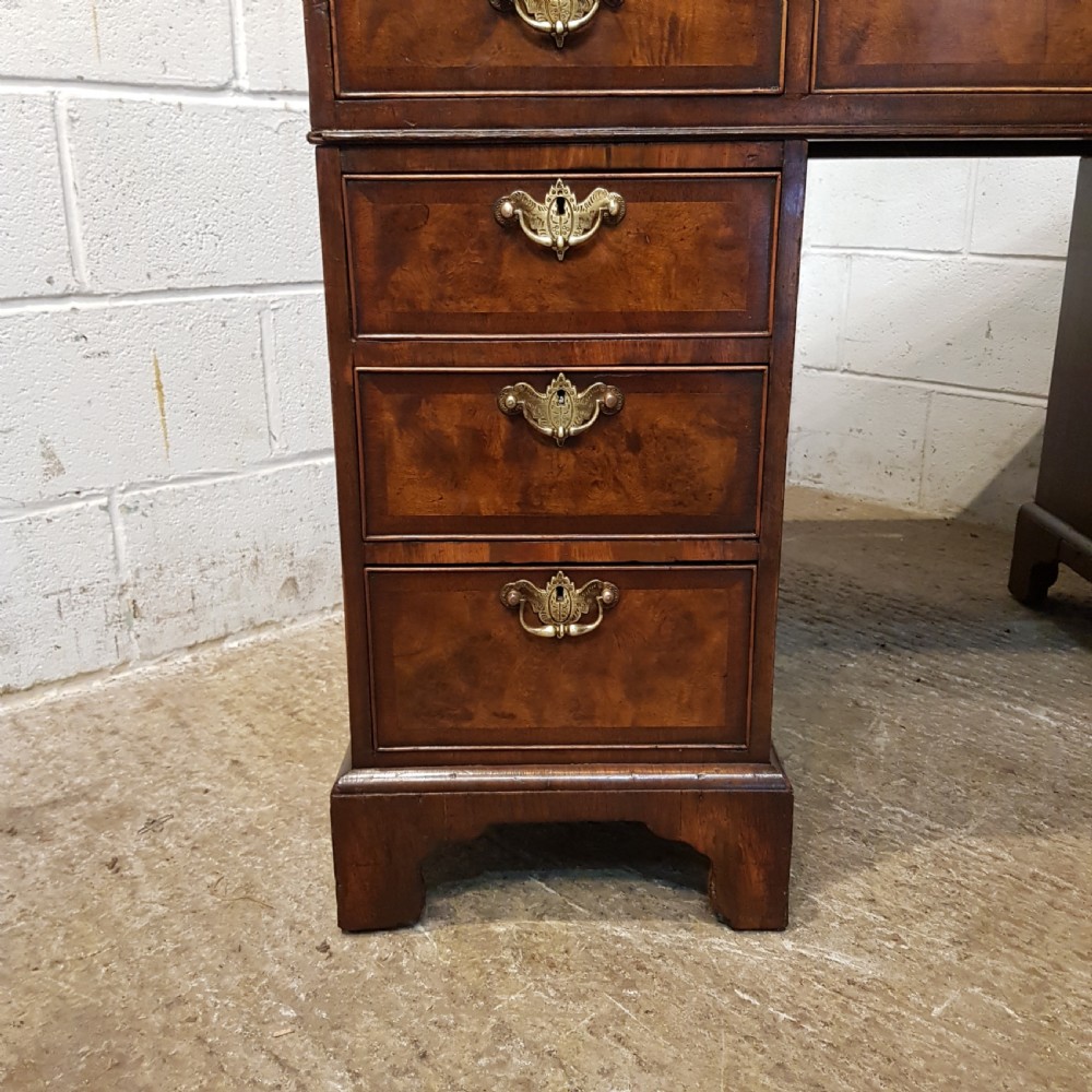 ANTIQUE BURR WALNUT TWIN PEDESTAL DESK C1920 View IV