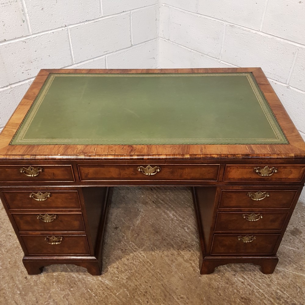 ANTIQUE BURR WALNUT TWIN PEDESTAL DESK C1920 View VI