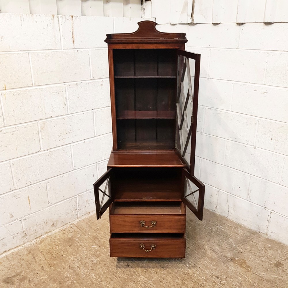 ANTIQUE REGENCY SMALL MAHOGANY BOOKCASE ON CABINET C1820 View II