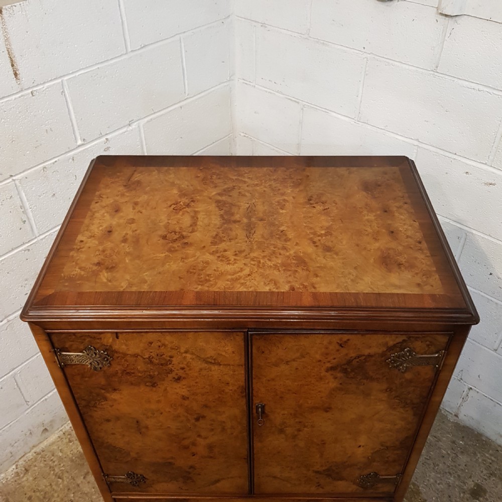 ANTIQUE BURR WALNUT TALL BOY C1920 View II