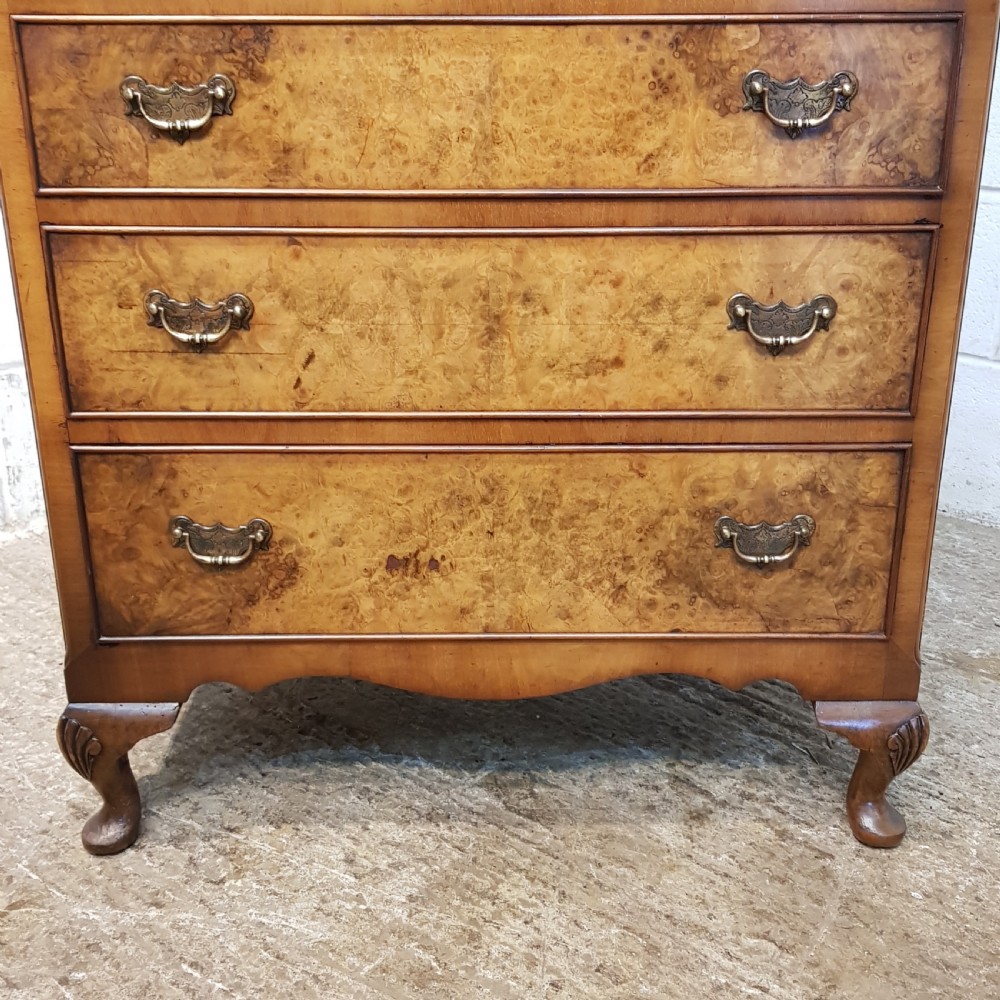 ANTIQUE BURR WALNUT TALL BOY C1920 View V
