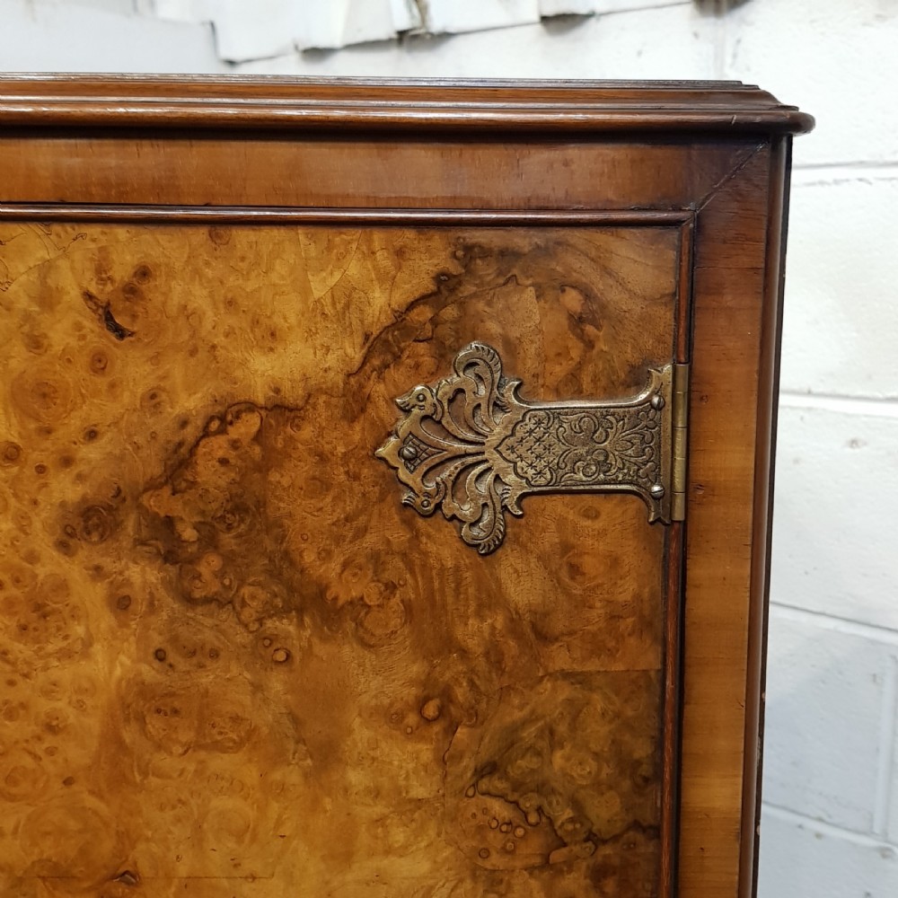 ANTIQUE BURR WALNUT TALL BOY C1920 View VIII
