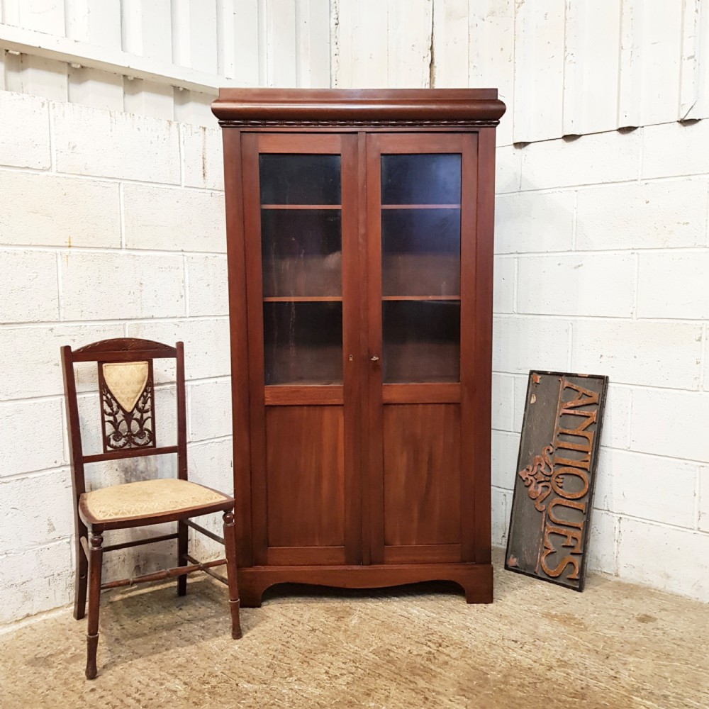 ANTIQUE 19TH CENTURY MAHOGANY BIEDERMEIER GLAZED BOOKCASE C1870