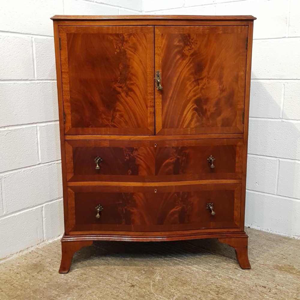 ANTIQUE EDWARDIAN MAHOGANY SERPENTINE SHAPED TALLBOY C1900 View II