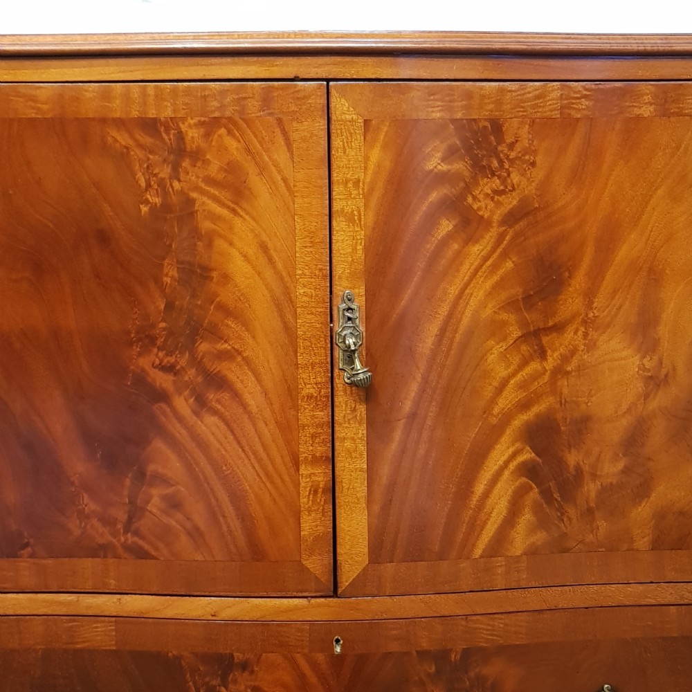 ANTIQUE EDWARDIAN MAHOGANY SERPENTINE SHAPED TALLBOY C1900 View III