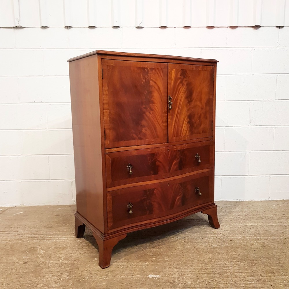 ANTIQUE EDWARDIAN MAHOGANY SERPENTINE SHAPED TALLBOY C1900 View IV