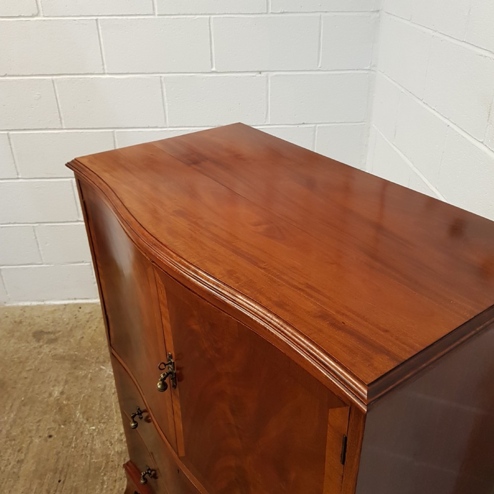 ANTIQUE EDWARDIAN MAHOGANY SERPENTINE SHAPED TALLBOY C1900 View VI