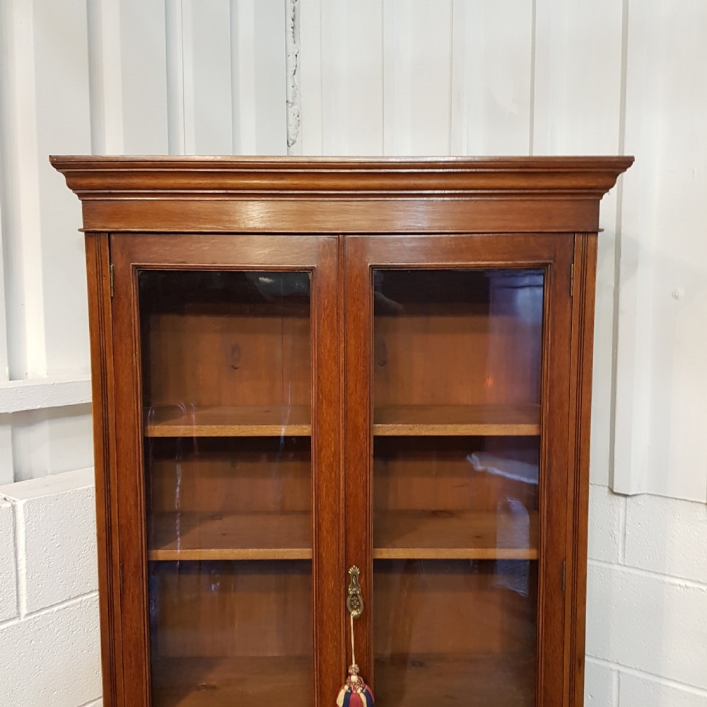 ANTIQUE VICTORIAN TALL NARROW OAK LIBRARY BOOKCASE C 1880 View VI