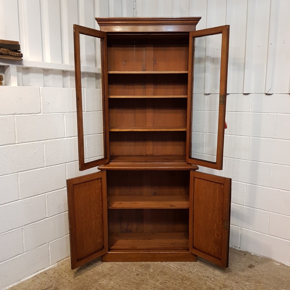 ANTIQUE VICTORIAN TALL NARROW OAK LIBRARY BOOKCASE C 1880 View VII