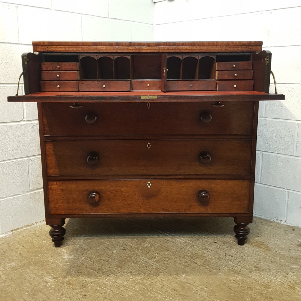 ANTIQUE VICTORIAN MAHOGANY SECRETAIRE CHEST c1860 View IV