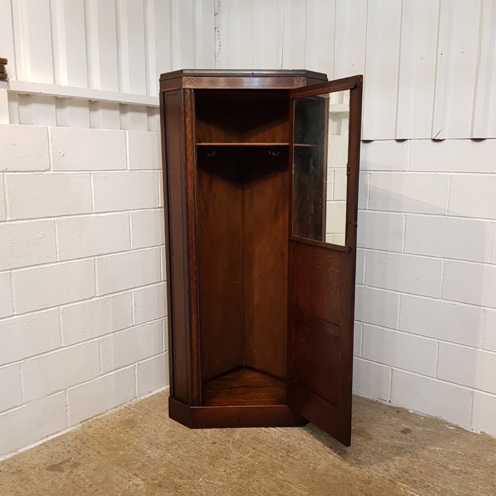 ANTIQUE CARVED OAK HALL WARDROBE C1920 View VI