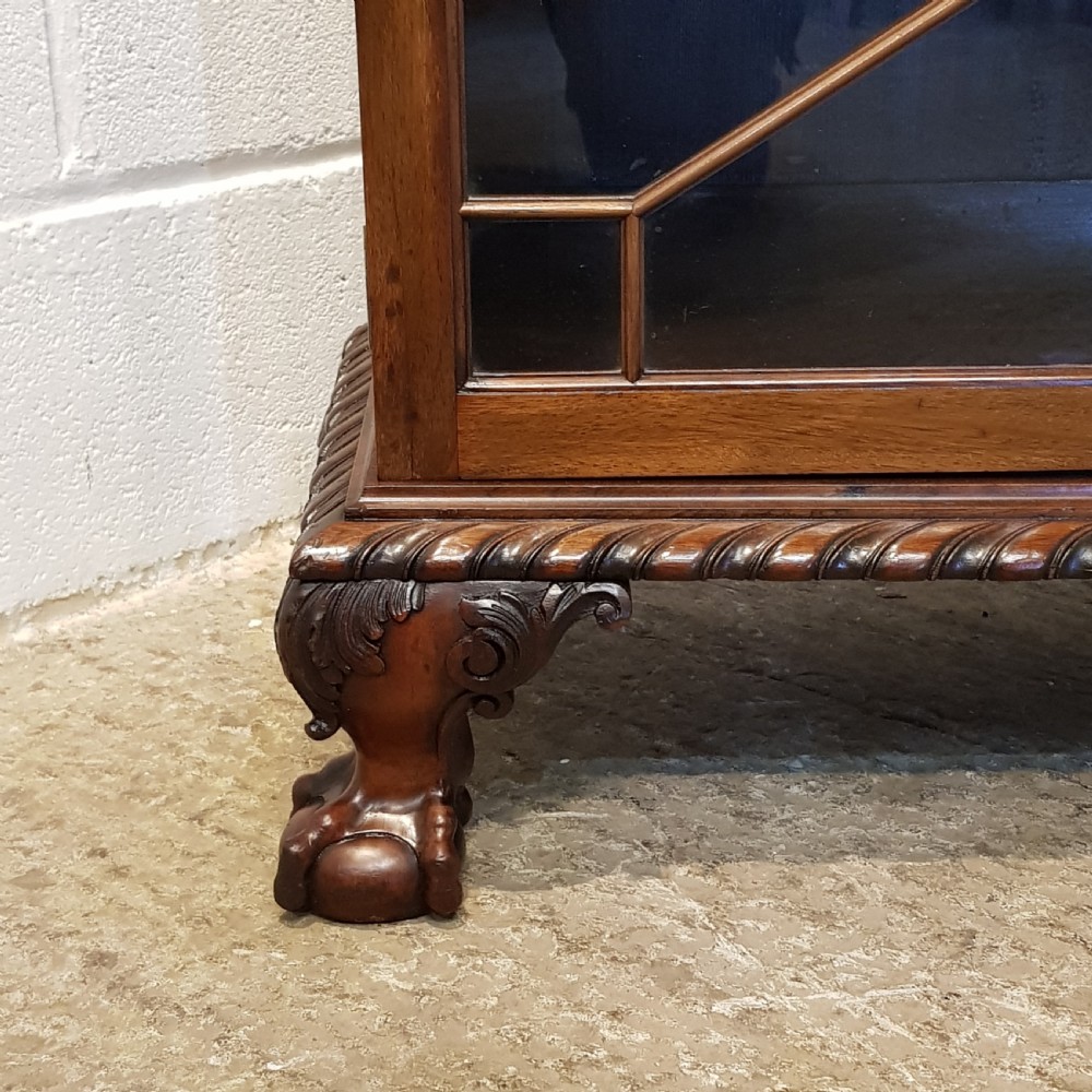 ANTIQUE EDWARDIAN CHIPPENDALE MAHOGANY ASTRAGAL GLAZED BOOKCASE C1900 View IV