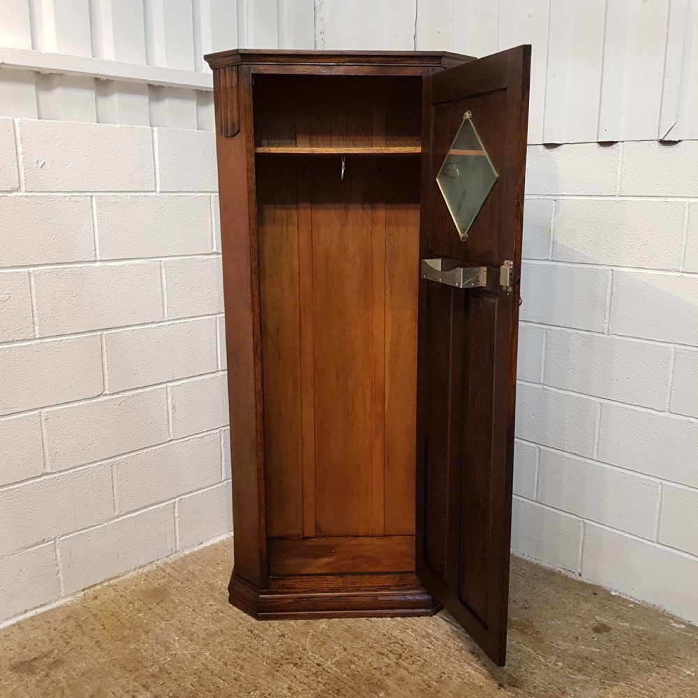 ANTIQUE  CARVED OAK HALL WARDROBE C1920 View VI