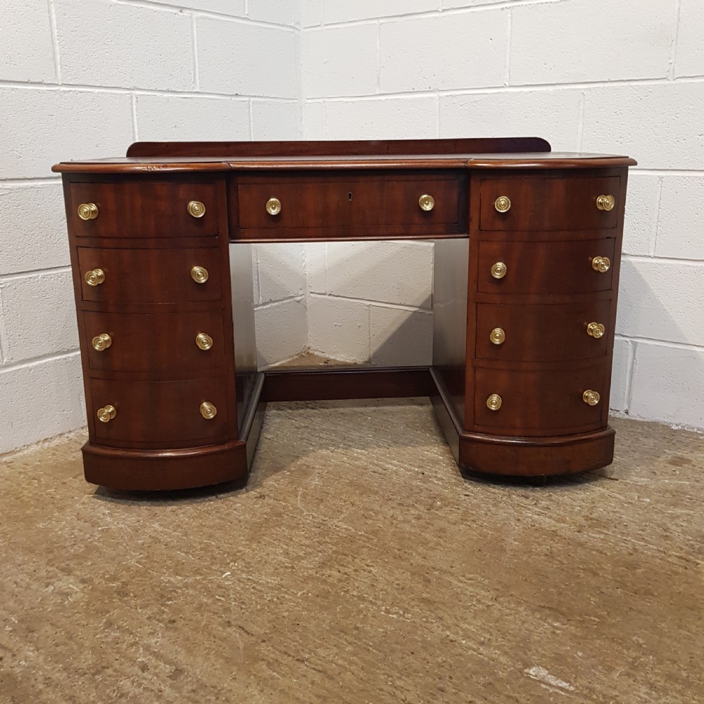 ANTIQUE EDWARDIAN MAHOGANY BOW FRONT PEDESTAL DESK C1900 View II