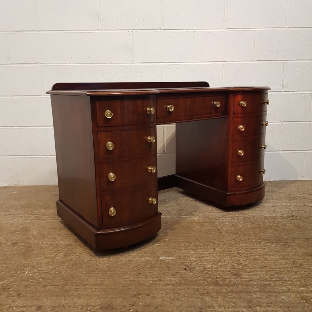 ANTIQUE EDWARDIAN MAHOGANY BOW FRONT PEDESTAL DESK C1900 View VI