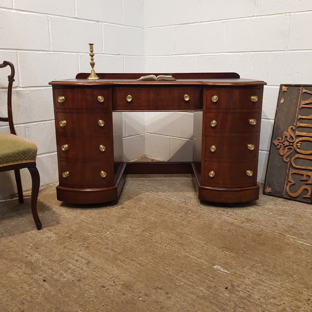 ANTIQUE EDWARDIAN MAHOGANY BOW FRONT PEDESTAL DESK C1900 View VII