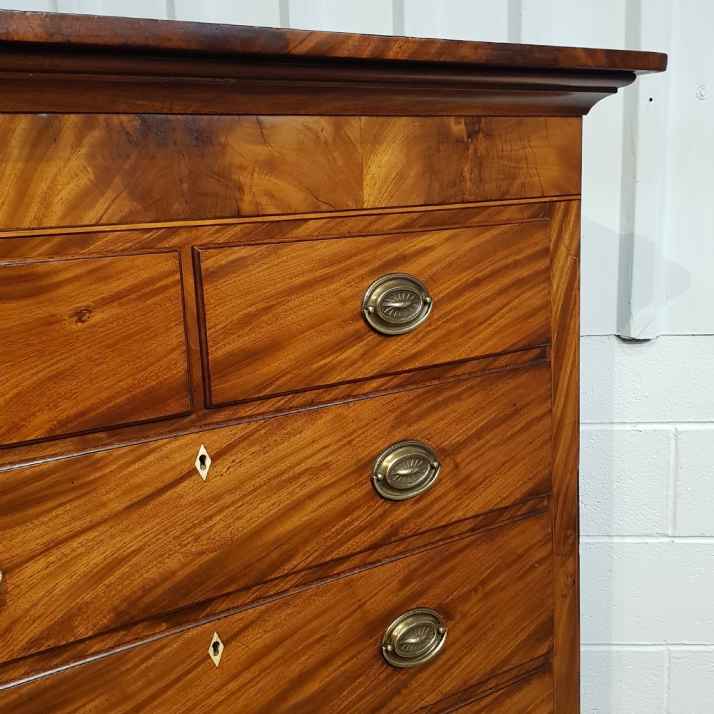 ANTIQUE WILLIAM 1V FLAMED MAHOGANY CHEST ON CHEST OF DRAWERS C1830 View II