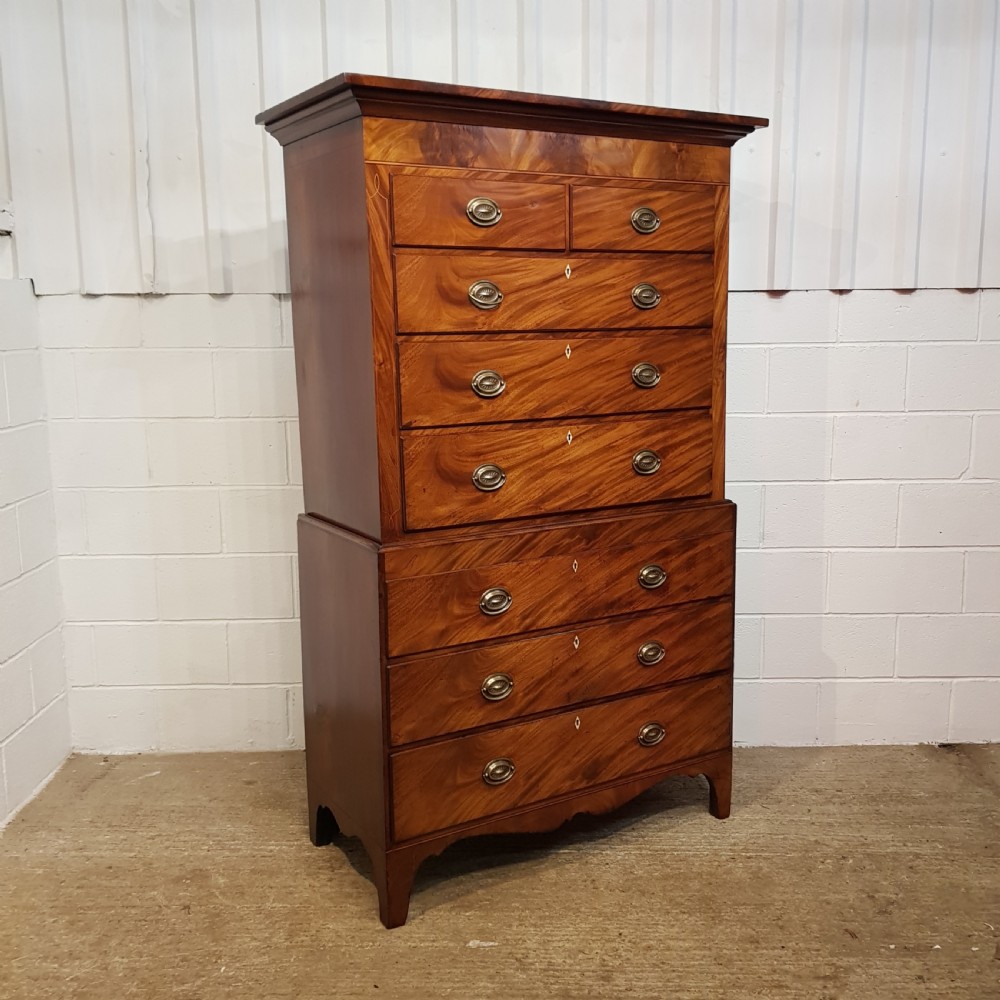 ANTIQUE WILLIAM 1V FLAMED MAHOGANY CHEST ON CHEST OF DRAWERS C1830 View VI