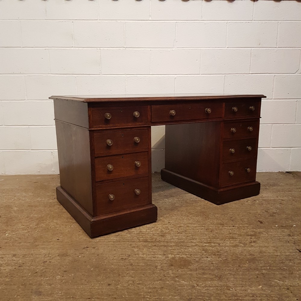 ANTIQUE VICTORIAN OAK TWIN PEDESTAL DESK C1880 View III