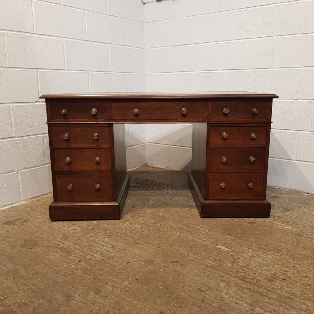 ANTIQUE VICTORIAN OAK TWIN PEDESTAL DESK C1880 View IV