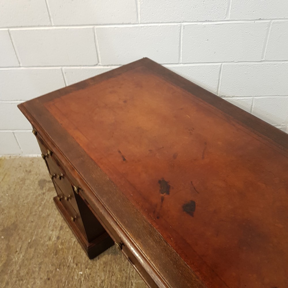 ANTIQUE VICTORIAN OAK TWIN PEDESTAL DESK C1880 View V