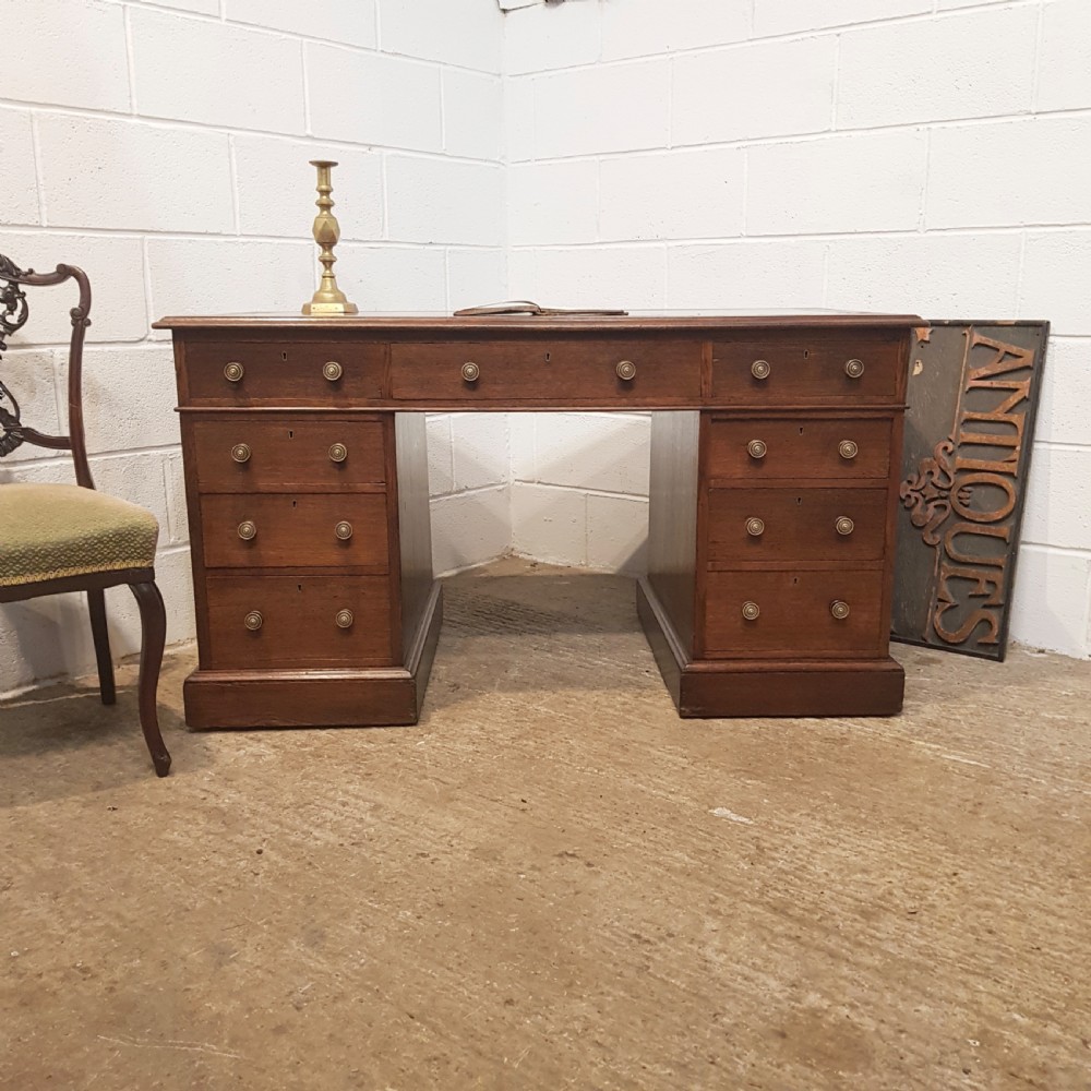 ANTIQUE VICTORIAN OAK TWIN PEDESTAL DESK C1880 View VI