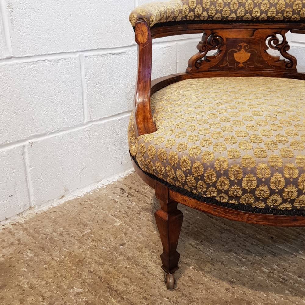 ANTIQUE LARGE VICTORIAN INLAID ROSEWOOD TUB ARMCHAIR  C1880 View IV