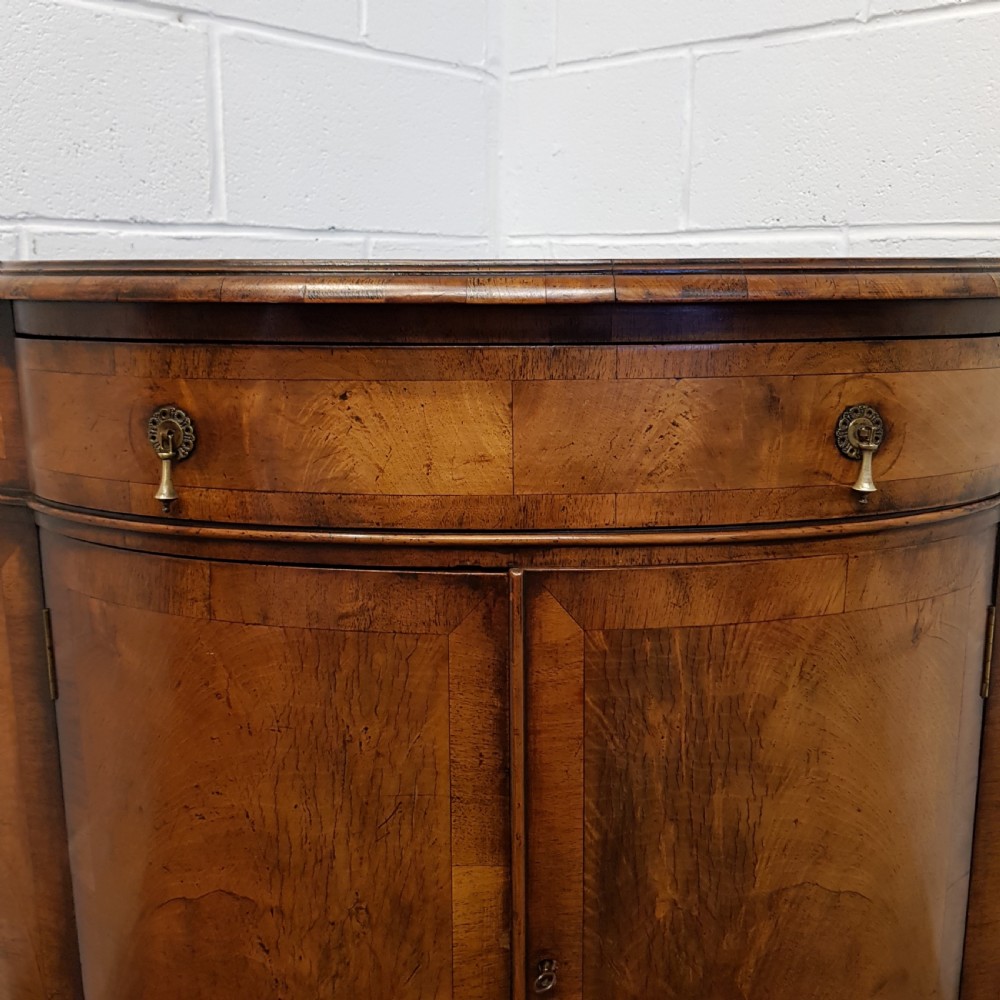 ANTIQUE BURR WALNUT SERPENTINE SHAPED SIDE CABINET C1920 View V