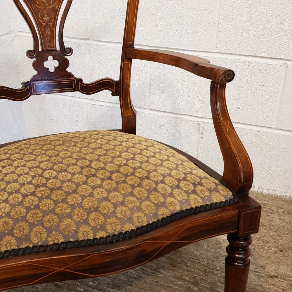 PAIR ANTIQUE VICTORIAN CHIPPENDALE INLAID ROSEWOOD SALON CHAIRS C1880 View VIII