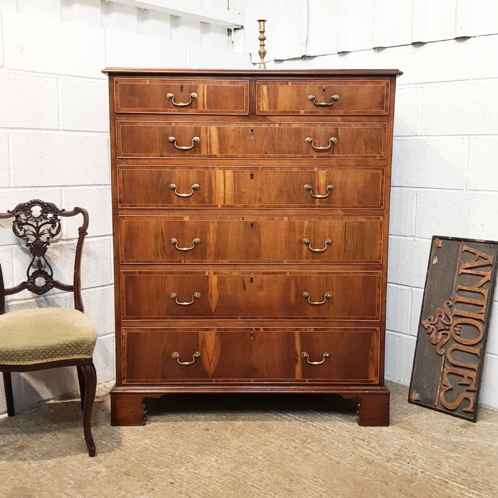 ANTIQUE LATE 18TH CENTURY MAHOGANY & WALNUT CHEST OF DRAWERS C1780