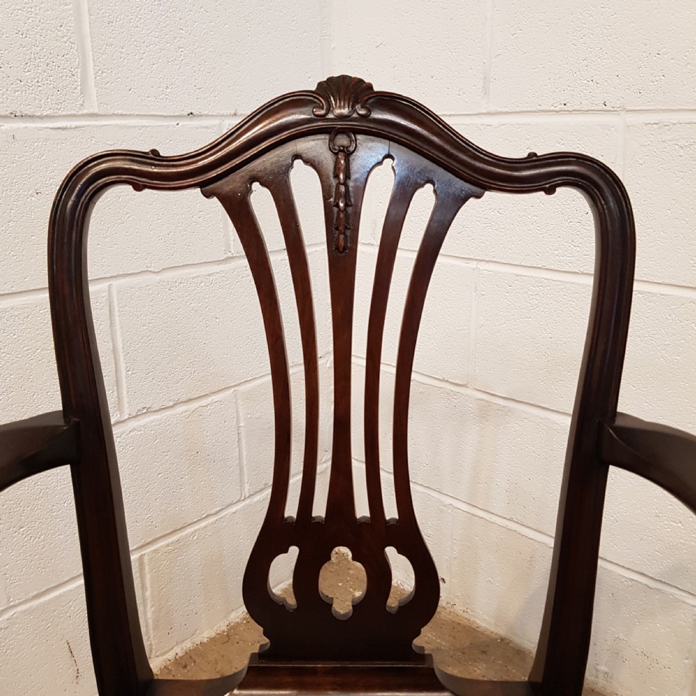 ANTIQUE SET EIGHT EDWARDIAN CHIPPENDALE MAHOGANY DINING CHAIRS C1900 View IV