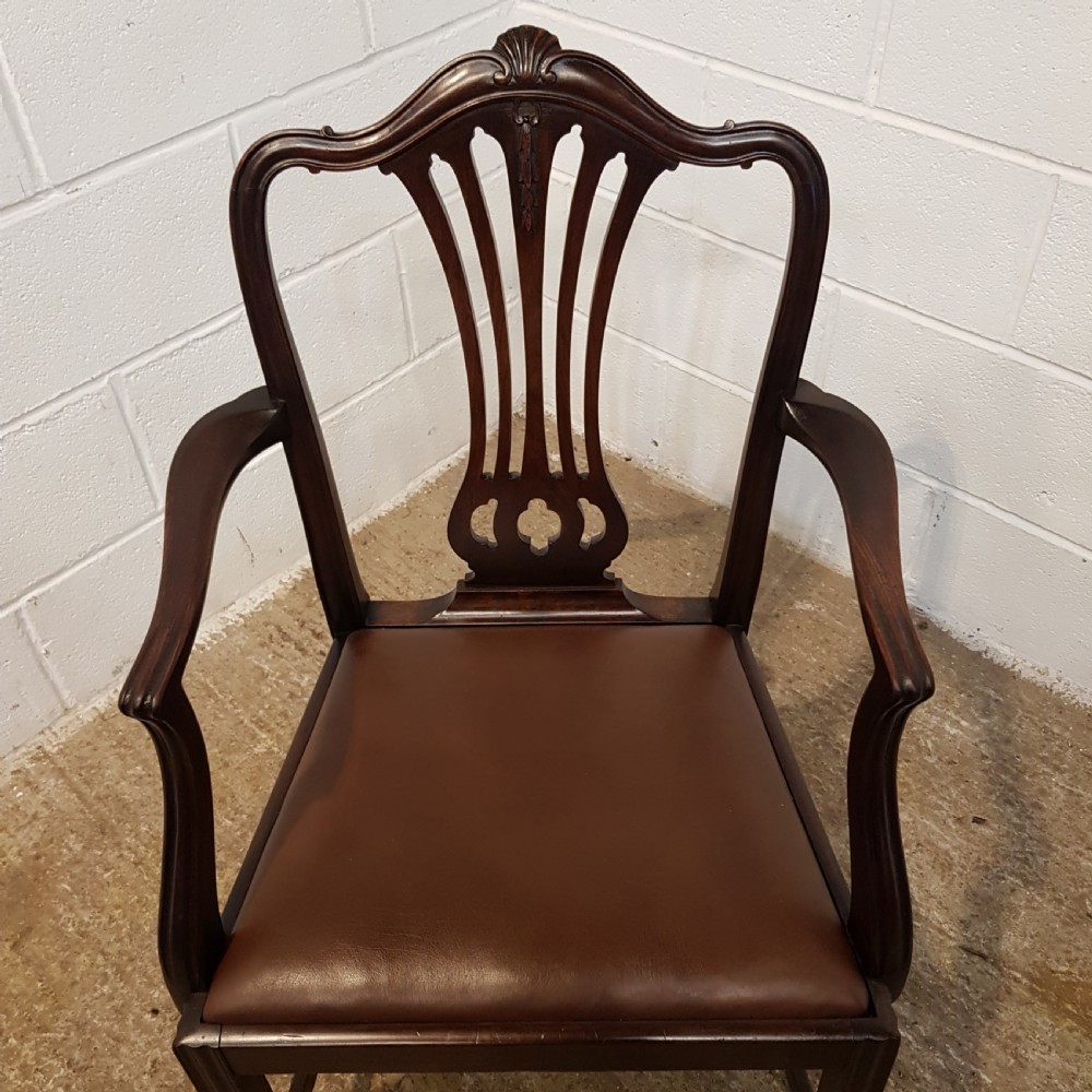 ANTIQUE SET EIGHT EDWARDIAN CHIPPENDALE MAHOGANY DINING CHAIRS C1900 View VIII