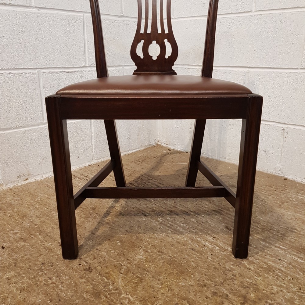 ANTIQUE SET EIGHT EDWARDIAN CHIPPENDALE MAHOGANY DINING CHAIRS C1900 View IX