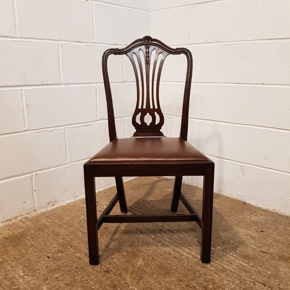 ANTIQUE SET EIGHT EDWARDIAN CHIPPENDALE MAHOGANY DINING CHAIRS C1900 View XI