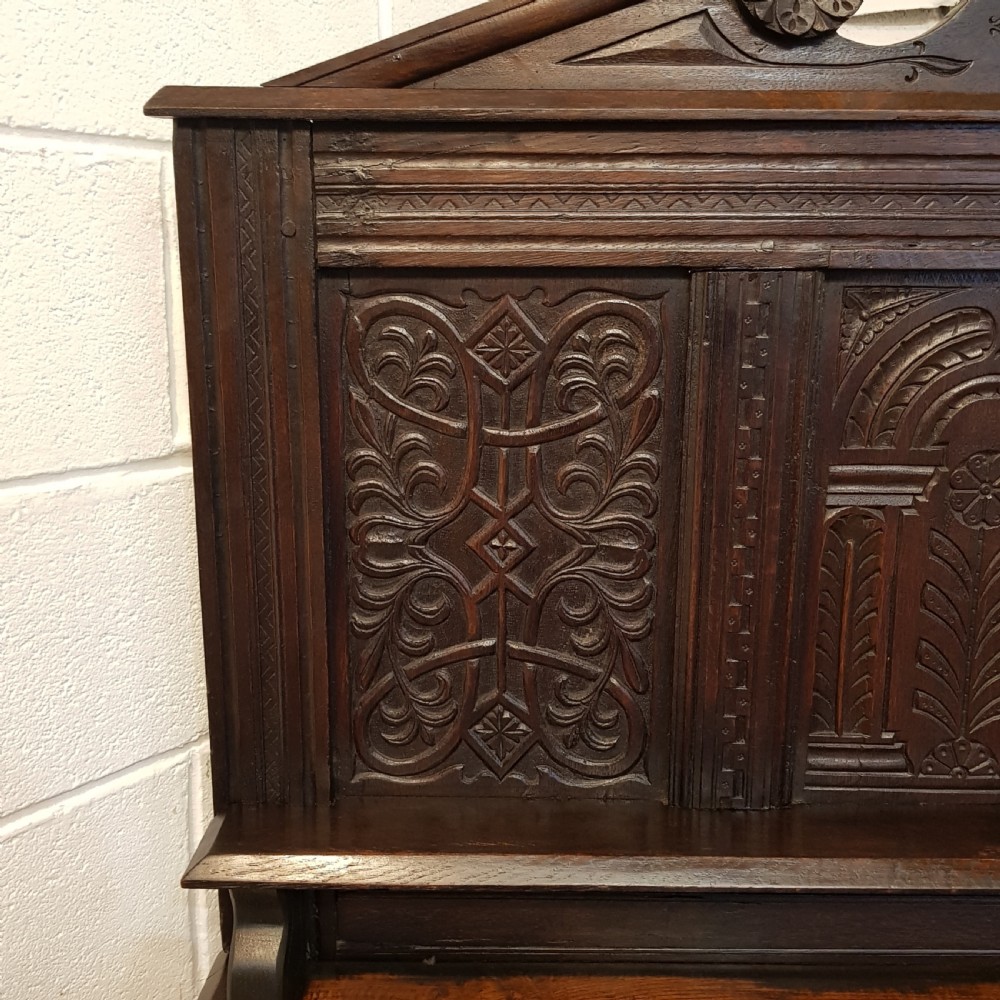 ANTIQUE GEORGE 1V CARVED COUNTRY OAK SMALL SIDEBOARD C1820-30 View II