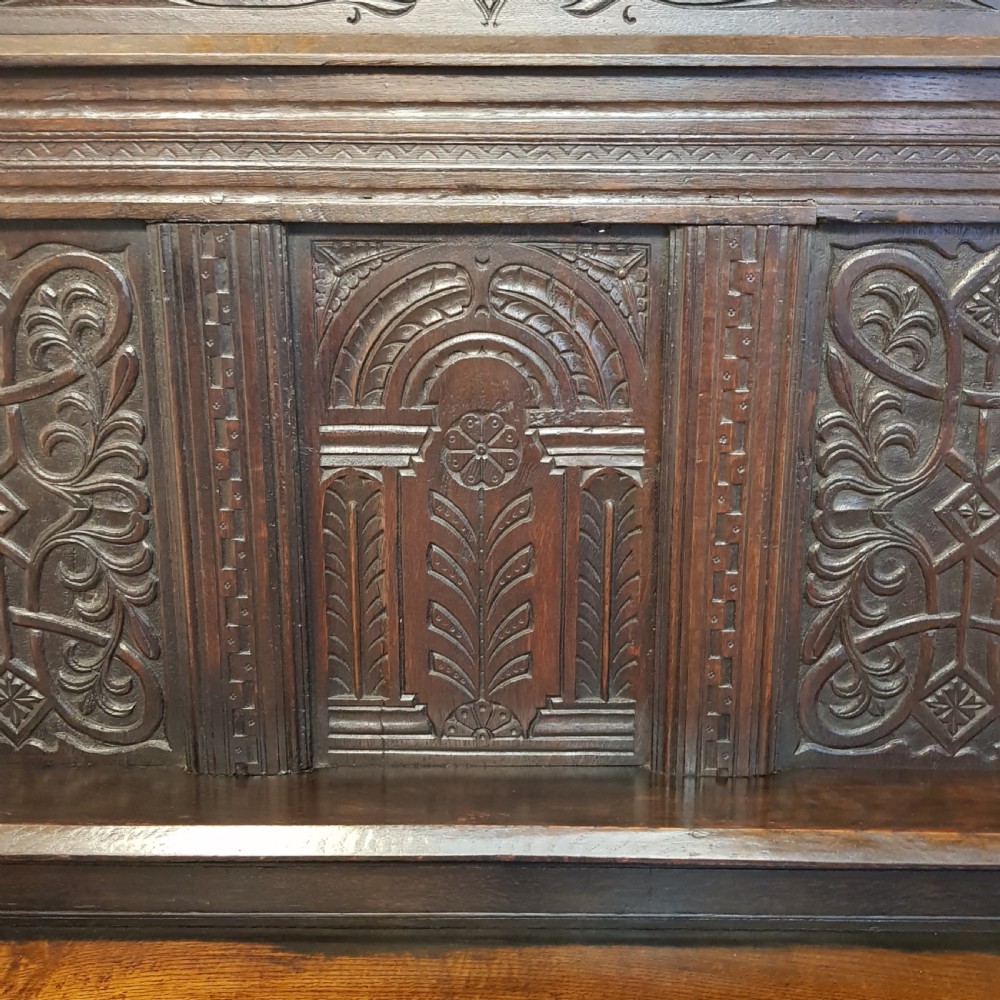 ANTIQUE GEORGE 1V CARVED COUNTRY OAK SMALL SIDEBOARD C1820-30 View VII