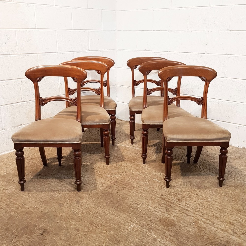 ANTIQUE SET OF SIX VICTORIAN BAR BACK MAHOGANY DINING CHAIRS  C1880